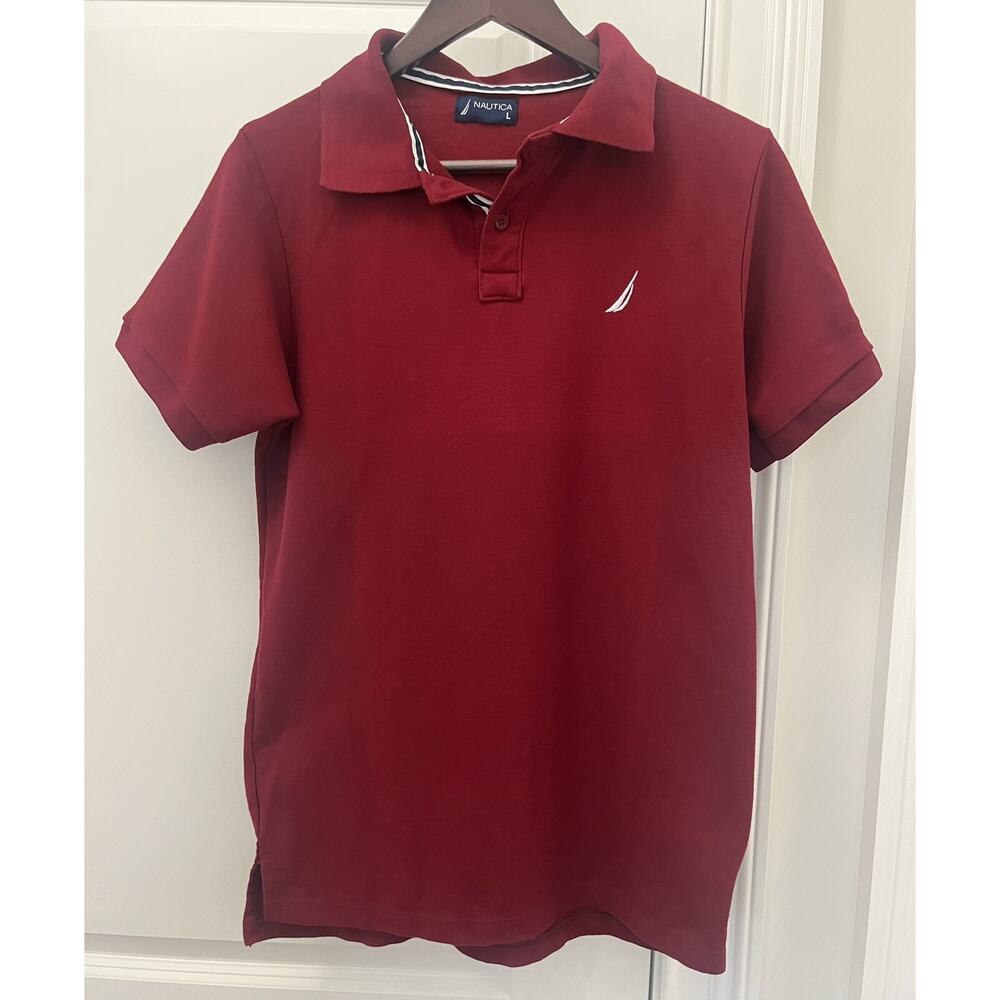 Nautica men polo shirt Sz. L burgundy shirt sleeve